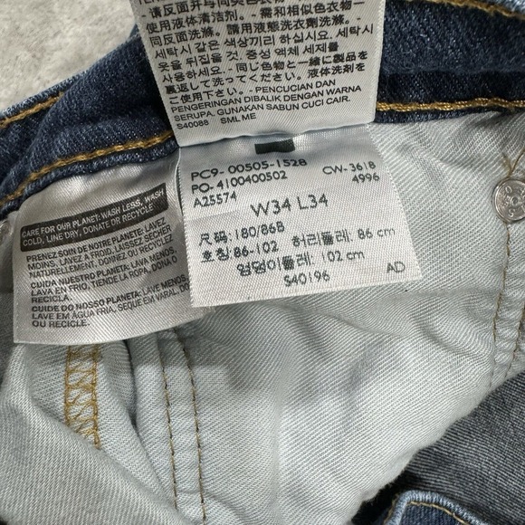 Levis Jeans Mens 34x34 Blue 505 Regular Fit Straight Leg Dark Wash Denim Work - Picture 9 of 9